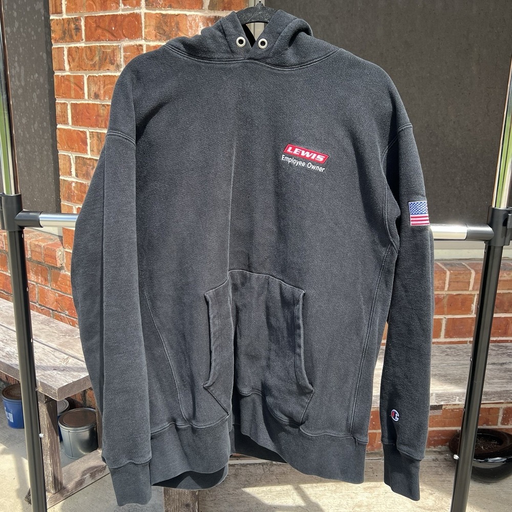 Champion Hoodie Mens Size XL Black Reverse Weave Pullover Heavyweight Sweatshirt